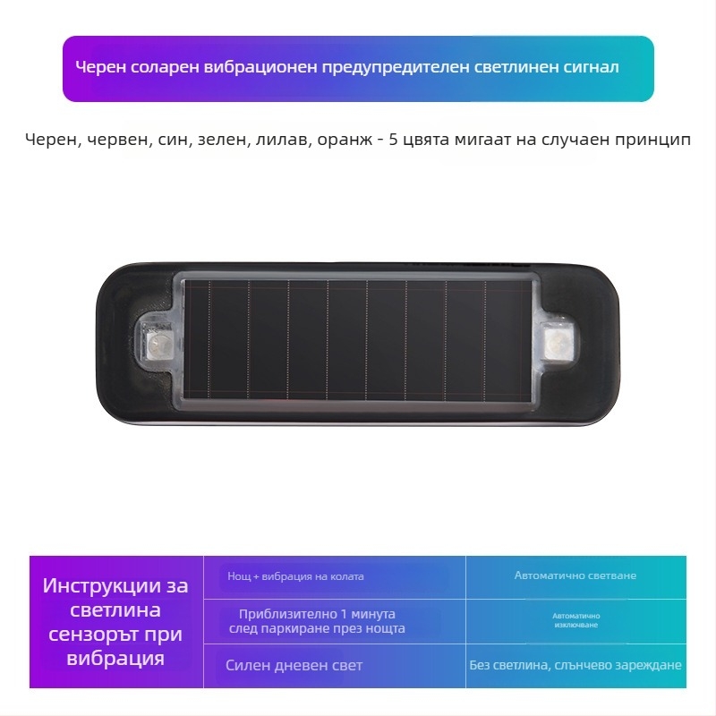 Автомобилен соларен предупредителен LED модул, без кабели при монтаж, Deep Steam марка, обща съвместимост, дихателна декоративна светлина