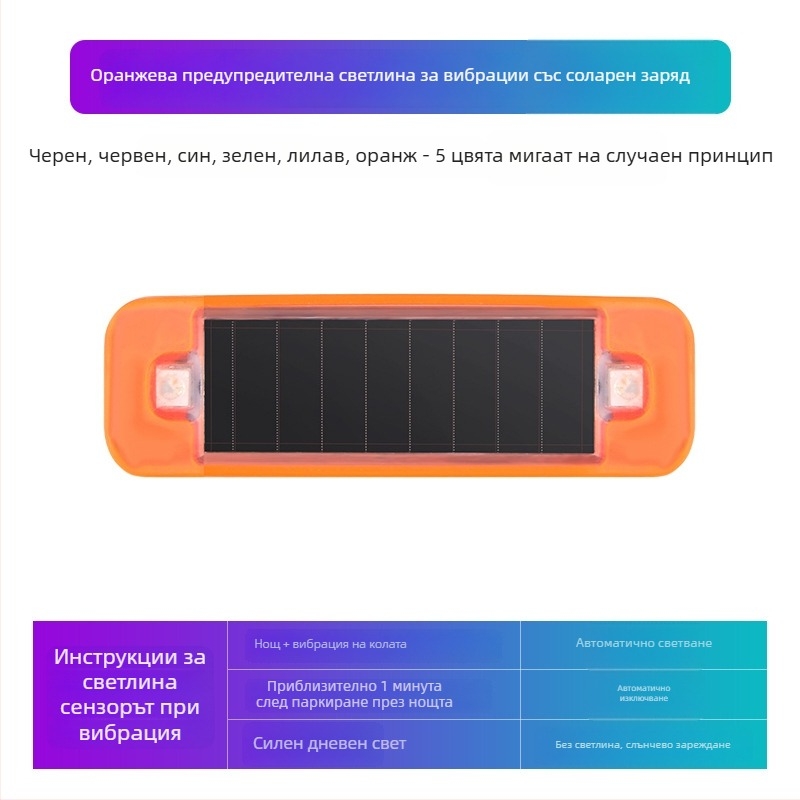 Автомобилен соларен предупредителен LED модул, без кабели при монтаж, Deep Steam марка, обща съвместимост, дихателна декоративна светлина