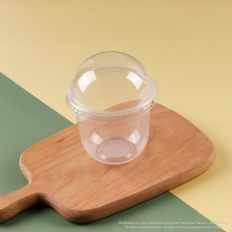 Bobo Cup PET пластмасова чаша с капак, вилица и лъжица, пакет стикери, възможност за печат на лого