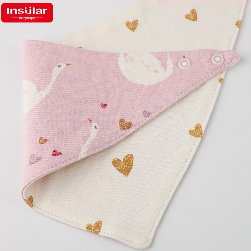 Бебешки триъгълен лигавник с карикатурен принт, чист памук >95%, водоустойчив, за новородени 0–1 година