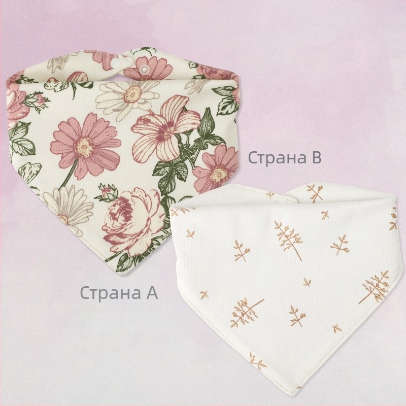 Бебешки триъгълен лигавник с карикатурен принт, чист памук >95%, водоустойчив, за новородени 0–1 година