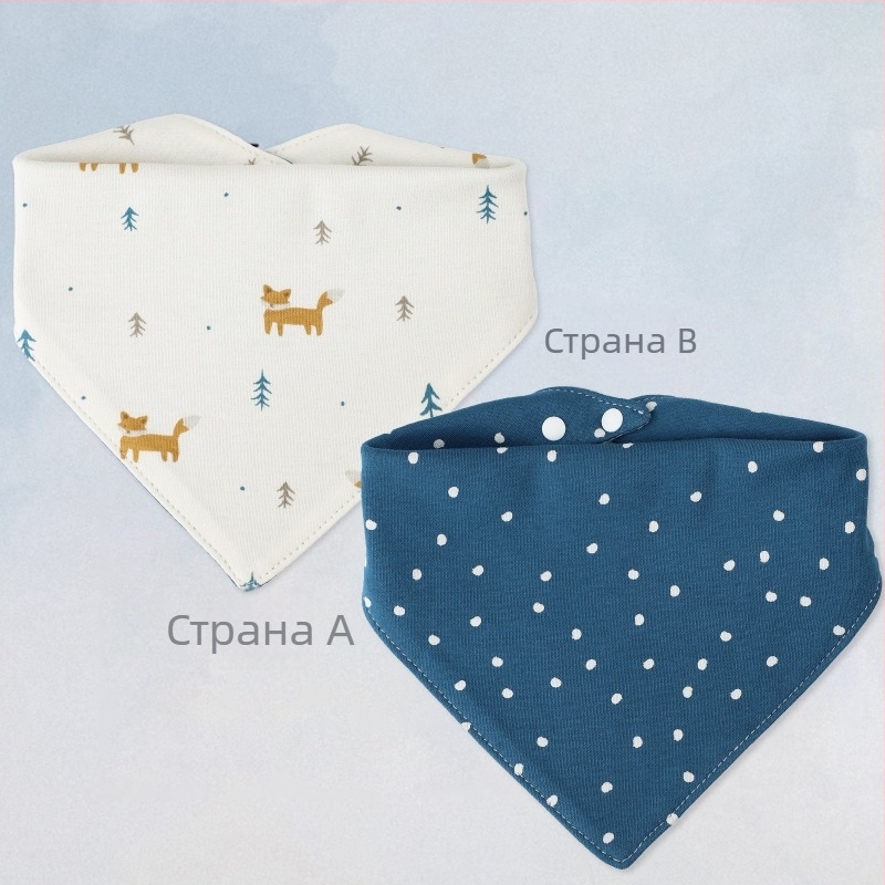 Бебешки триъгълен лигавник с карикатурен принт, чист памук >95%, водоустойчив, за новородени 0–1 година