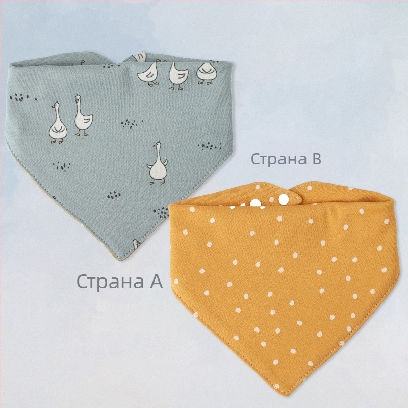 Бебешки триъгълен лигавник с карикатурен принт, чист памук >95%, водоустойчив, за новородени 0–1 година