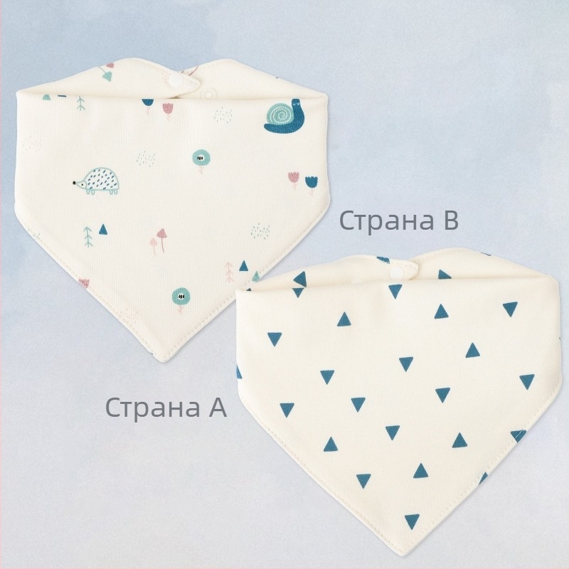 Бебешки триъгълен лигавник с карикатурен принт, чист памук >95%, водоустойчив, за новородени 0–1 година