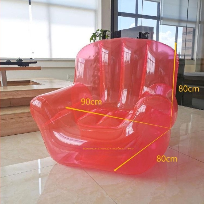 Прозрачен надуваем диван — фото реквизит за спалня и балкон