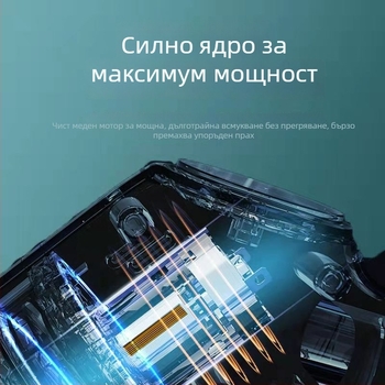 Преносима прахосмукачка за автомобил с безжично зареждане, всмукване 5500 Pa, 7.4V, 120W, за автомобил и дом