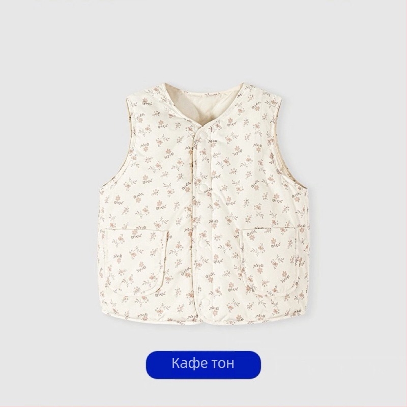 Детска пухена жилетка без ръкави, 95% пух, подплата памук, външна материя памук, без качулка, пролет 2025