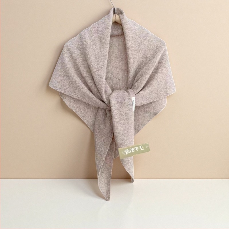 Триъгълен шал от вълнено-смесена прежда, плетен, корейски стил, топло, четирисезонен