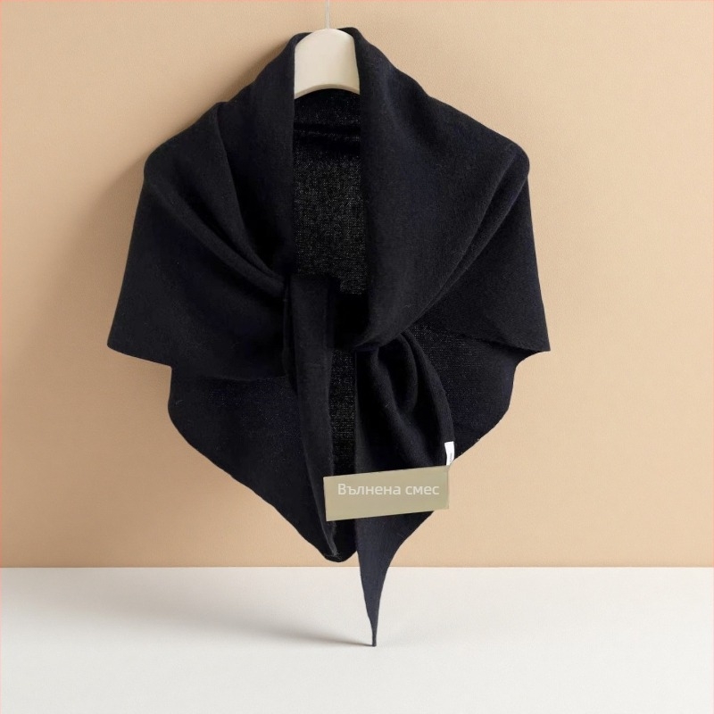 Триъгълен шал от вълнено-смесена прежда, плетен, корейски стил, топло, четирисезонен
