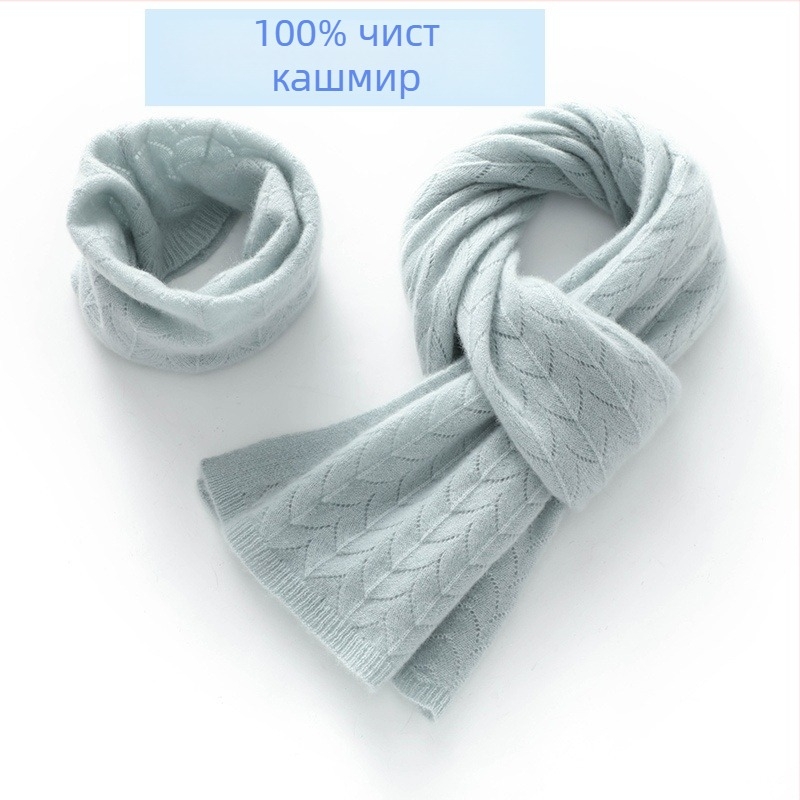 Кашмирен neck gaiter за врата, плътна обикновена плетка, зимна топлина и защита на шията