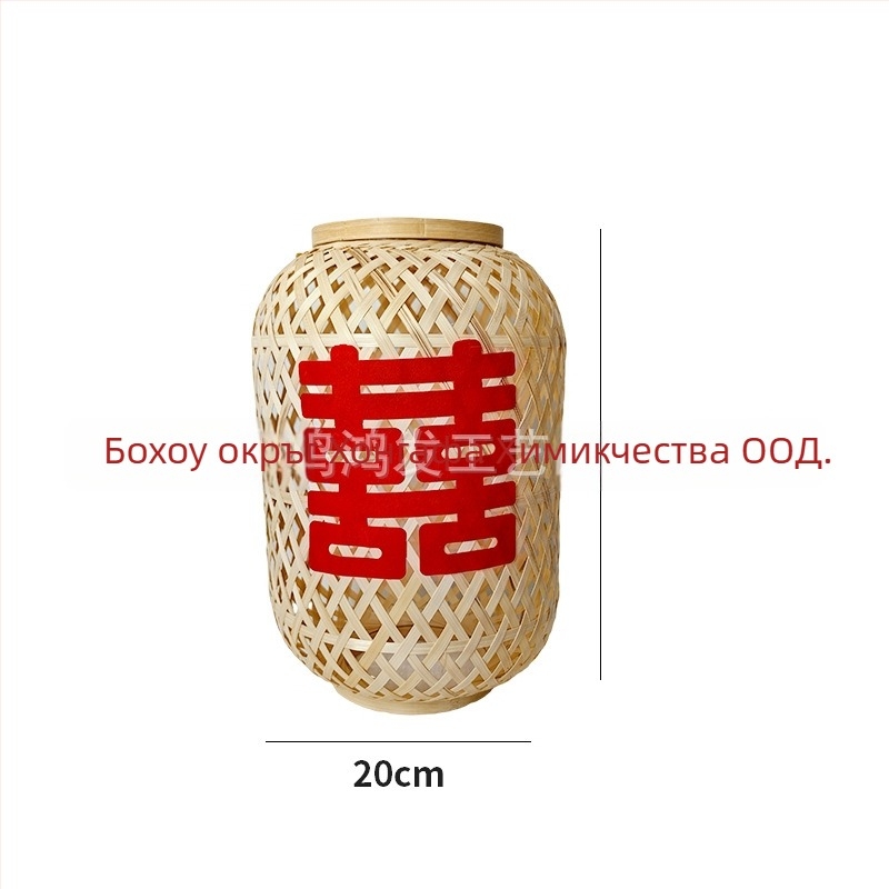 Фенер от бамбук с ажуриран ратанов дизайн, модерен минималистичен стил, за декорация в хотели и ресторанти