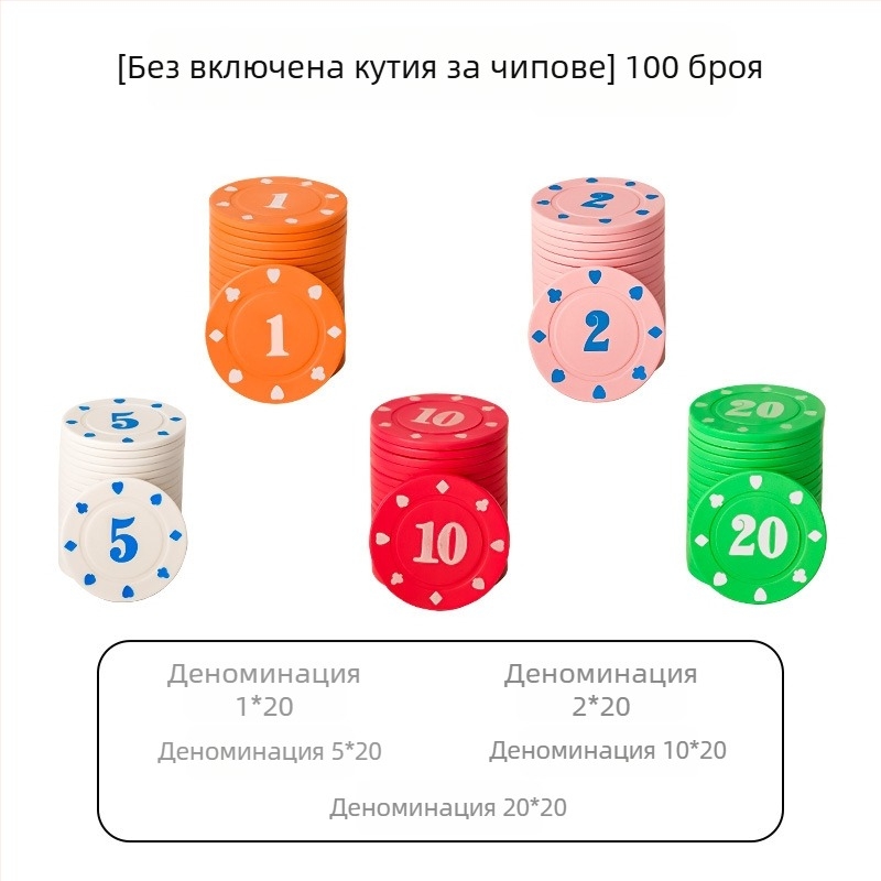 Чип за Mahjong и карти за игрални зали - Texas Hold'em чипове за покер, PS пластмаса, марка Bairuo, код 222, произход Нингбо, Zhejiang