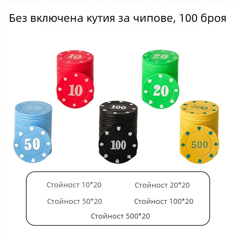 Чип за Mahjong и карти за игрални зали - Texas Hold'em чипове за покер, PS пластмаса, марка Bairuo, код 222, произход Нингбо, Zhejiang