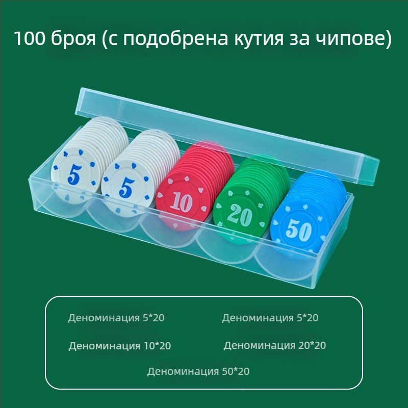 Чип за Mahjong и карти за игрални зали - Texas Hold'em чипове за покер, PS пластмаса, марка Bairuo, код 222, произход Нингбо, Zhejiang