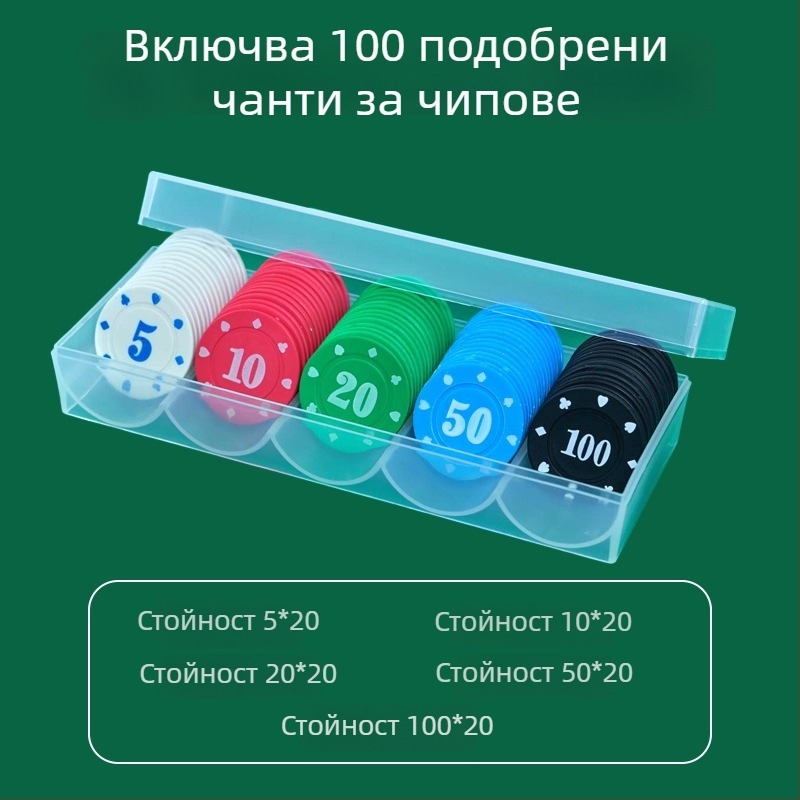 Чип за Mahjong и карти за игрални зали - Texas Hold'em чипове за покер, PS пластмаса, марка Bairuo, код 222, произход Нингбо, Zhejiang