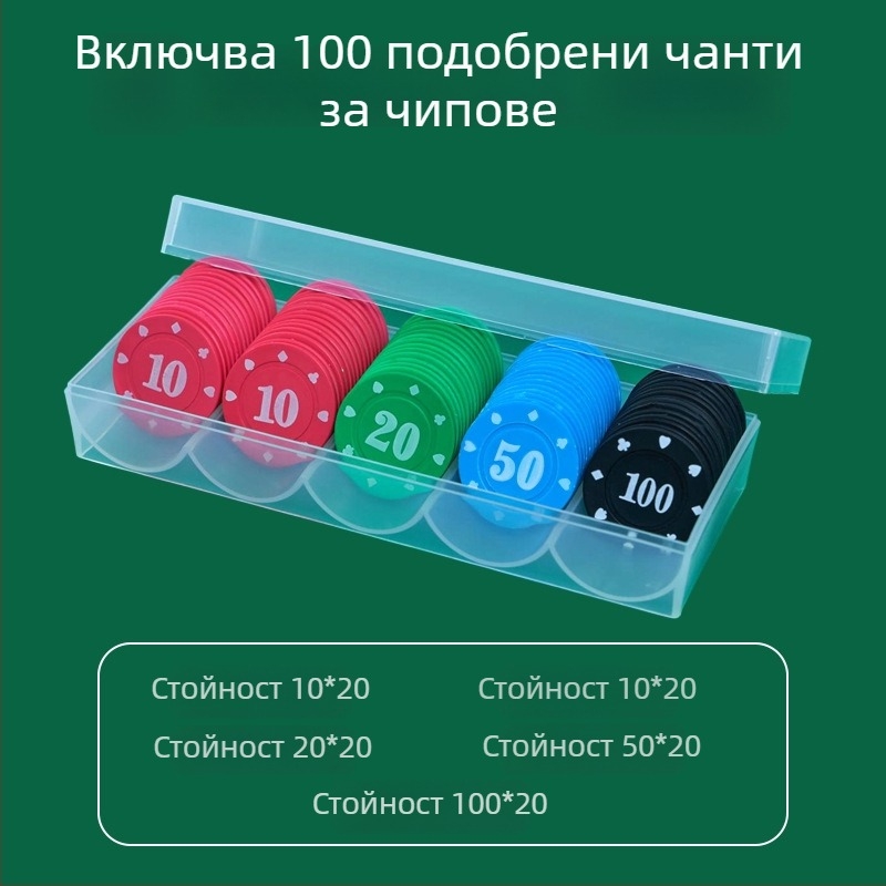 Чип за Mahjong и карти за игрални зали - Texas Hold'em чипове за покер, PS пластмаса, марка Bairuo, код 222, произход Нингбо, Zhejiang