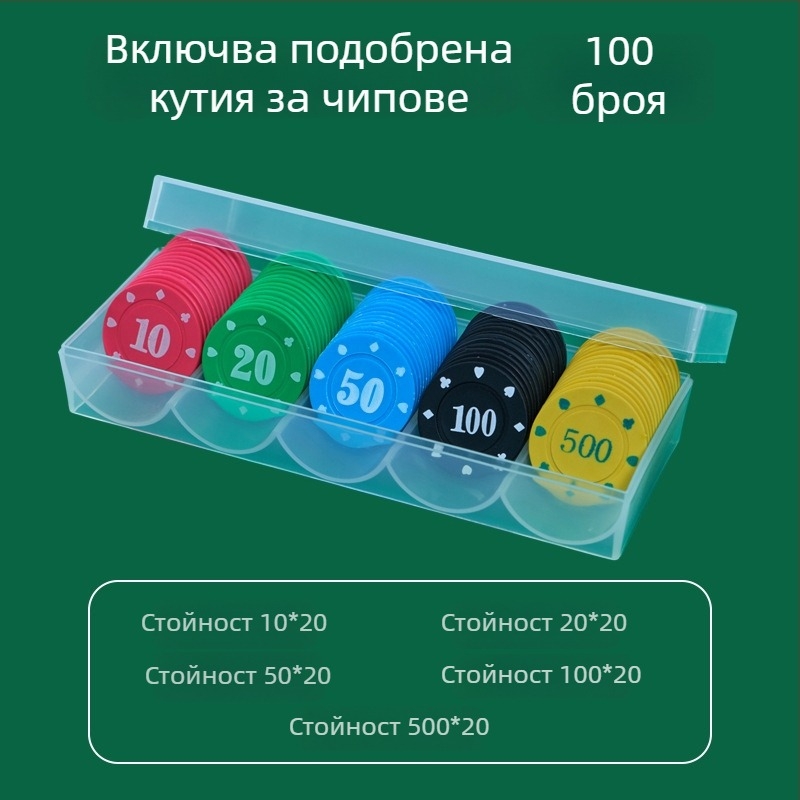 Чип за Mahjong и карти за игрални зали - Texas Hold'em чипове за покер, PS пластмаса, марка Bairuo, код 222, произход Нингбо, Zhejiang