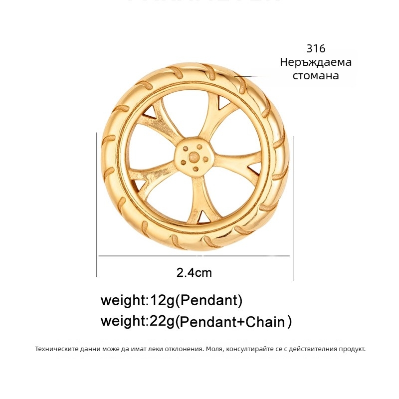 Колие от титановата стомана в стил Ins със геометрична висулка 38778, електроплатиране, лято 2024