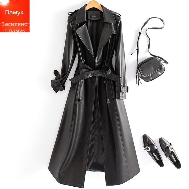 Emanko дамско яке от имитационна кожа, тесен силует, дълги ръкави, костюмска яка, с три копчета