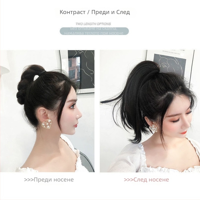 Клип-ин опашка за коса с вътрешен бутон, коса от високотемпературна коприна, не може да се боядисва или подлага на перманент, 80 g