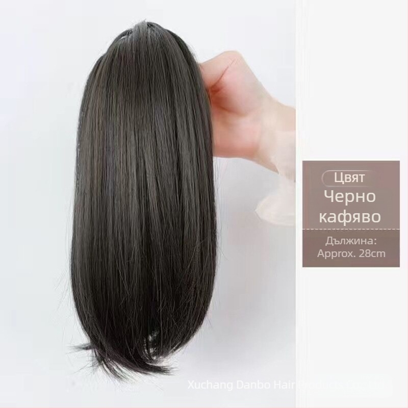 Клип-ин опашка за коса с вътрешен бутон, коса от високотемпературна коприна, не може да се боядисва или подлага на перманент, 80 g