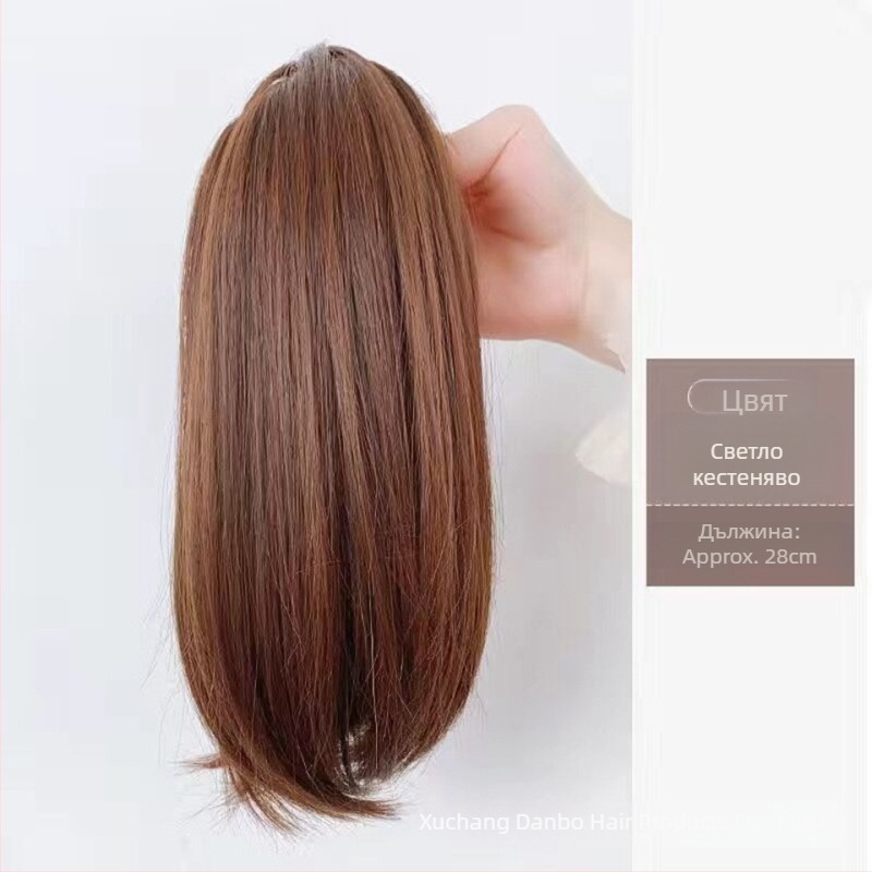 Клип-ин опашка за коса с вътрешен бутон, коса от високотемпературна коприна, не може да се боядисва или подлага на перманент, 80 g