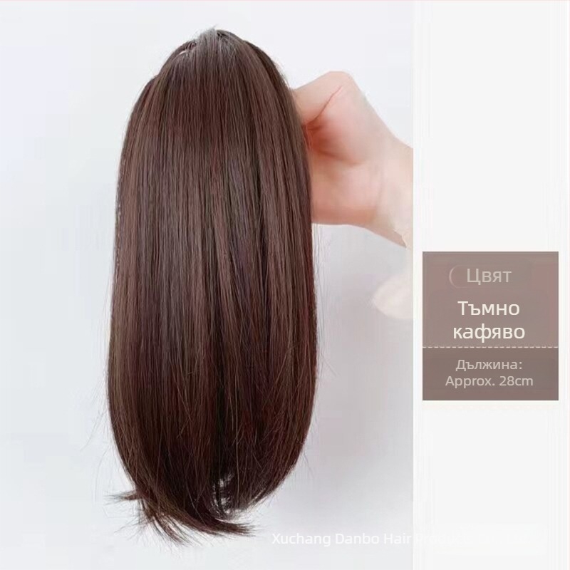 Клип-ин опашка за коса с вътрешен бутон, коса от високотемпературна коприна, не може да се боядисва или подлага на перманент, 80 g