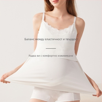 Топ за бременни с кърмене, двойно повдигащ дизайн и вграден подплънник за гърдите; естествен памук, V-образно деколте, без ръкави (естествен памук; V-образно деколте; без ръкави)