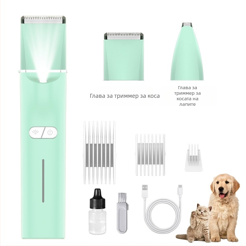 Електрически подстригвач за домашни любимци с LED светлина, модел 2406A, ABS корпус, за кучета и котки, опаковка 48 бр.