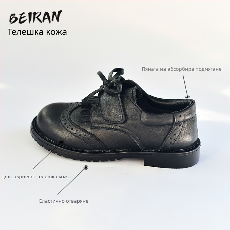 Барокова Лолита обувки за момичета, кожа горна част, EVA стелка, гумена подметка, закопчаване с велкро