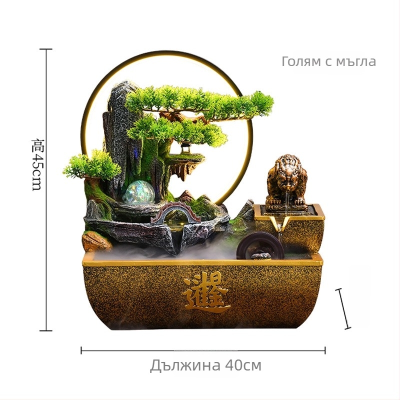 Смола настолен фонтан‑орнамент с течаща вода, Фън Шуй колело, ръчна изработка, Inkjet печат, стил Нов китайски