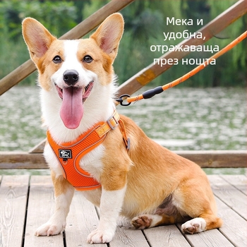 Гръдна презрамка за кучета, регулируема, въжен дизайн, полиестер (Материал: полиестер; Категория: гръдна презрамка; Разширяема: Да)