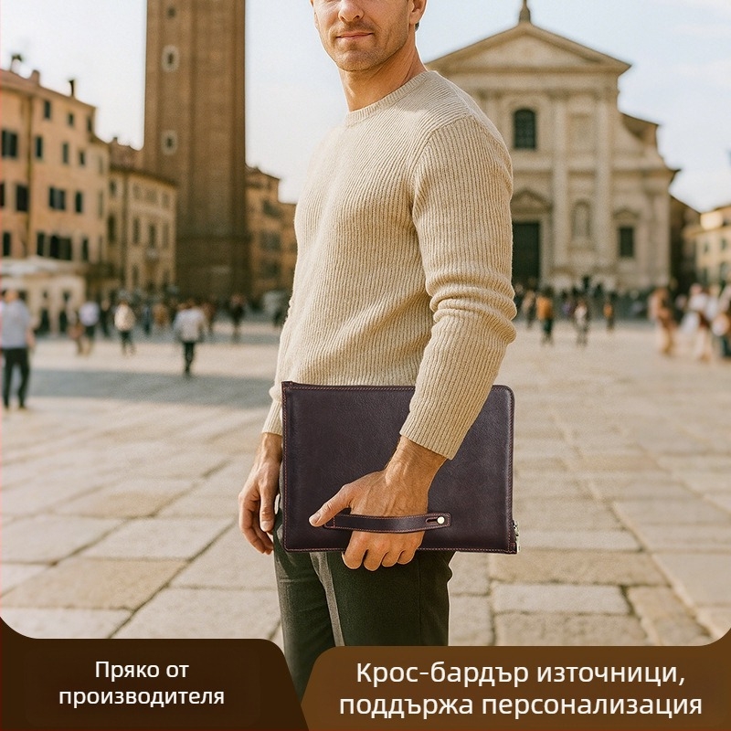 Contacts family Компютърна чанта за MacBook Pro/Air, естествена кожа, частна марка