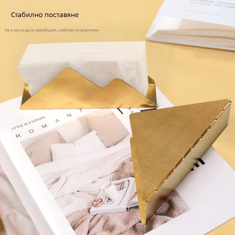 Вертикален държател за салфетки – неръждаема стомана, електроплакиране/чернение, квадратен дизайн, стил лайт лукс, сертификация S9001