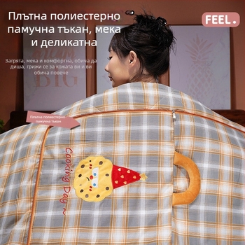 Възглавница-одеяло от плюш с пълнеж PP памук, бродирана шарка с мили животни, стил карикатура