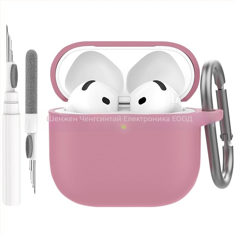 Силиконов калъф за AirPods 4 със почистваща писалка