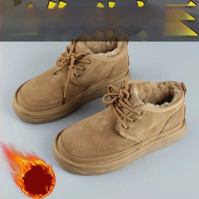 Ежедневни снегоботи с горна част от микрофибър, средна височина до прасеца (20–28 см), топла подплата от изкуствен плюш, антихлъзгаща гумена подметка