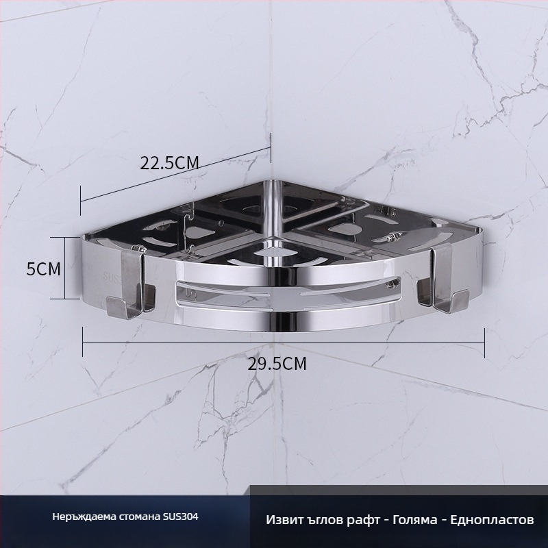 Тоалетна ъглова стенна поставка за съхранение, неръждаема стомана, полирана повърхност, 2 нива, модел 750, товароподемност 10