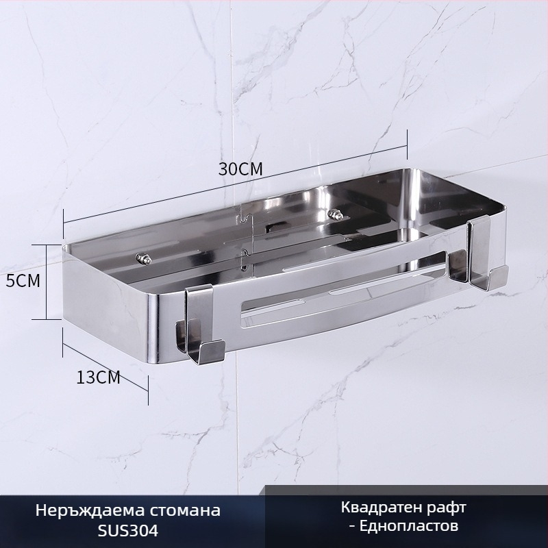 Тоалетна ъглова стенна поставка за съхранение, неръждаема стомана, полирана повърхност, 2 нива, модел 750, товароподемност 10