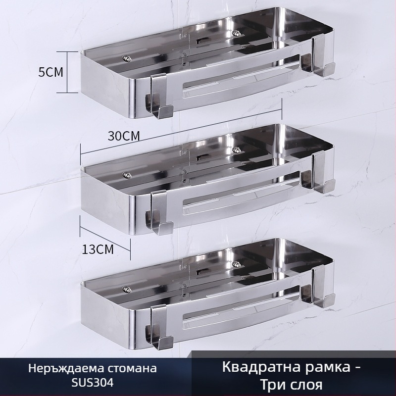 Тоалетна ъглова стенна поставка за съхранение, неръждаема стомана, полирана повърхност, 2 нива, модел 750, товароподемност 10