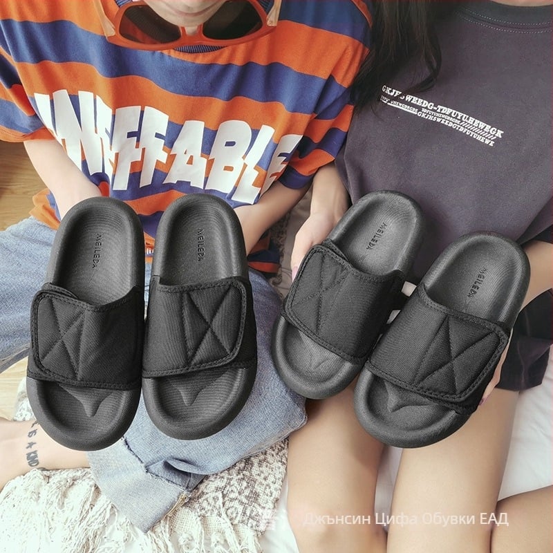 Мъжки джапанки за лято: открит пръст, несклъзваща се подметка, дебела повдигаща подметка, мрежеста горна част, велкро закопчаване