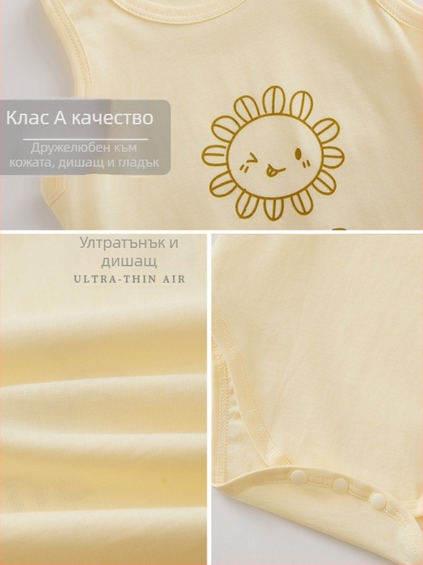 Памучен безръкав бебешки гащеризон за лято, за бебета и малки деца