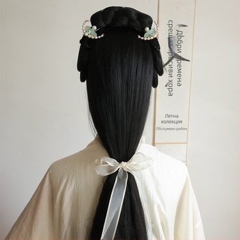 Стъклена шипка за коса с мотив цветя, античен стил, произход Джинан, лято 2024 г.