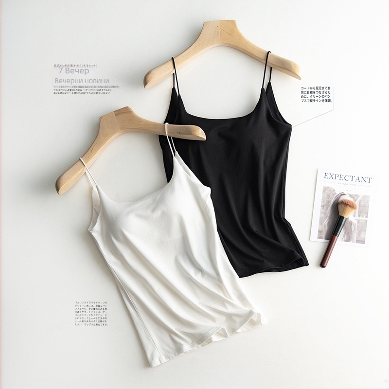 Дамска камизола без гръб със Sling презрамки и вградена подплата за бюст, едноцветна тъкан памук-вискоза