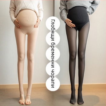 Бременни колготки с опора за корема, тънки найлонови колготки с мрежеста текстура в медена клетка, висока еластичност, 70–80% найлон, 20–30% спандекс