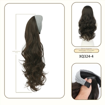 Перука с лента за глава – дълги къдрици, челка права или наклонена; термоустойчива коса; може да се боядисва и стилизира