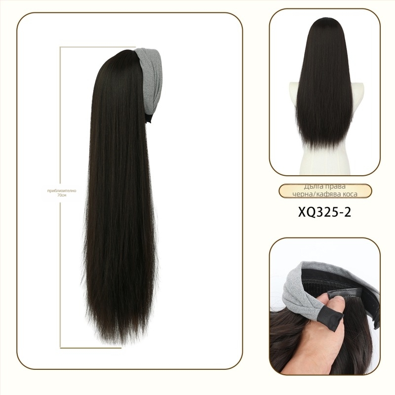 Перука с лента за глава – дълги къдрици, челка права или наклонена; термоустойчива коса; може да се боядисва и стилизира