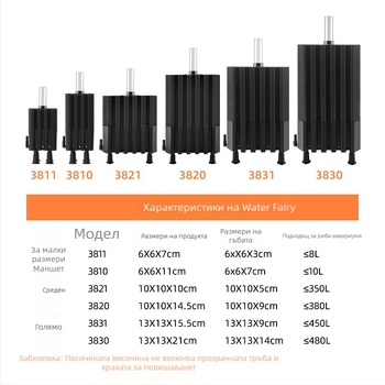 Аквариумна кислородна помпа с вградена филтър кутия, пластмасова конструкция, подходяща за прясна и солена вода