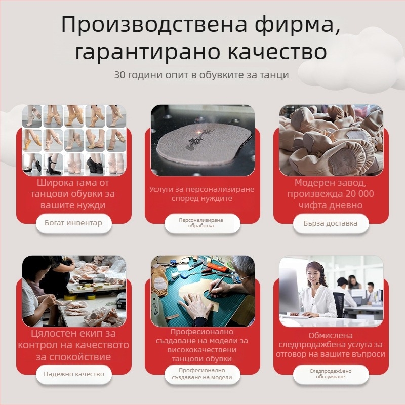 Шнуровани балетни обувки за танци с платнено горнище, кожена подметка, дишащи и леки за деца