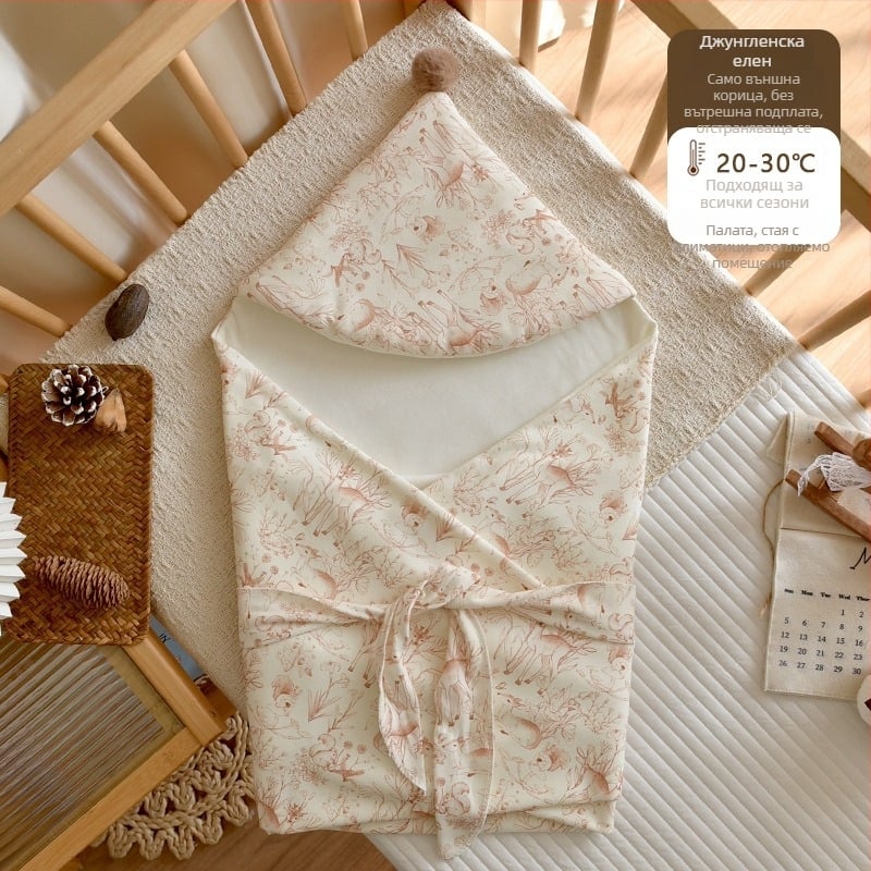 Бебешко одеяло за новородено, зимно, чист памук, пълнеж полиестер и памук, тегло 0.55-1.0 кг, с подвижна вътрешна памучна подплата